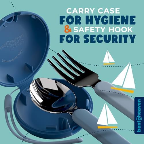 Bentoheaven Kids Utensils Set with Case, Reusable Fork & Spoon, Shark