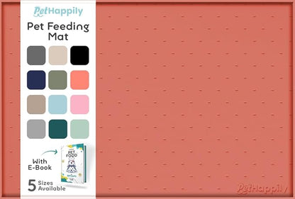 PetHappily Dog Food Mat - Raised Edges Dogs Mat for Food and Water Prevent Spill, Waterproof Cat Food Mats Protect Floors, Easy Clean Dog Bowl Mats for Food and Water, Silicone Pet Food Tray
