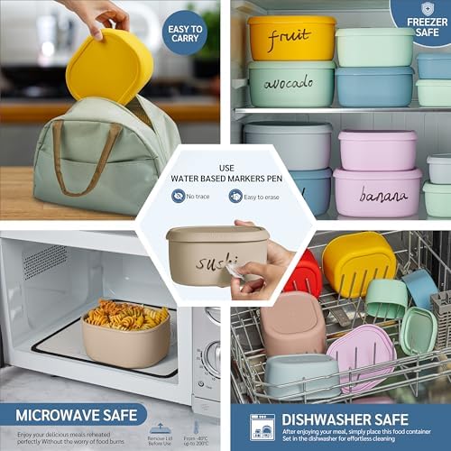 ISSEVE 12Pcs/Set Nesting Silicone Food Storage Containers with Lids