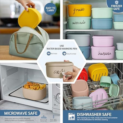 ISSEVE 12Pcs/Set Nesting Silicone Food Storage Containers with Lids