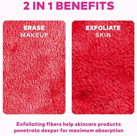 The Original MakeUp Eraser PRO, Effortlessly Remove All Makeup Using Only Water, Including Waterproof Mascara, Eyeliner, Foundation, Lipstick, Sunscreen,and More! Love Red, 1ct.