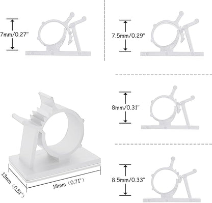 Viaky 30pcs Self-Adhesive Cable Clips-Reusable Adjustable Nylon Bracket Automobile, Indoor and Outdoor Desk Wall Wiring Wire Fixing Management Suitable for Cable Width 0.3''(White)
