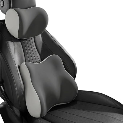 Car Headrest Pillow & Lumbar for Audi A4 Avant 2010 2011 2012 2013 2014, Car Seat Neck Pillow Back Support, Breathable All-Season Automotive Seat Cushions, 2PCS,C Dual Gray