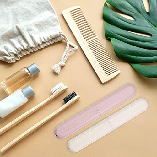VOCOSTE 4Pcs Travel Toothbrush Case, Beige&Pink