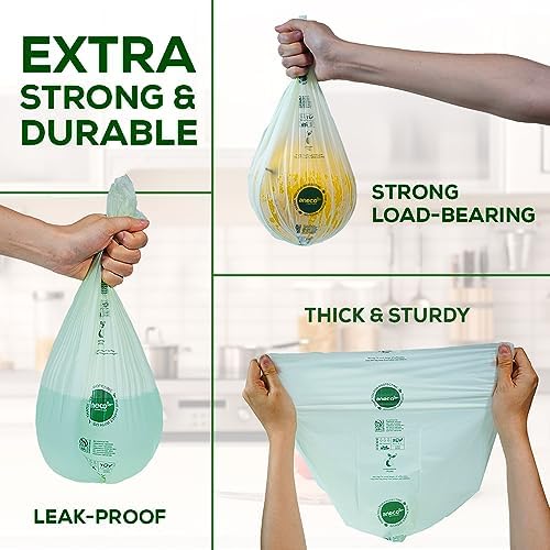 ANECO 100% Home Compostable Food Waste Bags, 1.6 Gallon, 50 Count