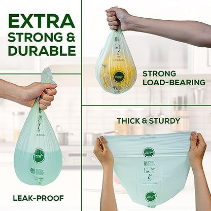 ANECO 100% Home Compostable Food Waste Bags, 1.6 Gallon, 50 Count