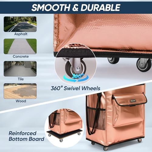 BALEINE Reusable Grocery Bag on Wheels, Foldable Rolling Tote Bag