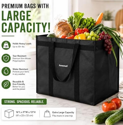 Homemell Heavy Duty Reusable Grocery Bags, Large Shopping Tote Bag, 6 Pack