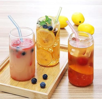 60 Pack Reusable Glass Straws, 8” x 8 mm Colorful Glass Straws