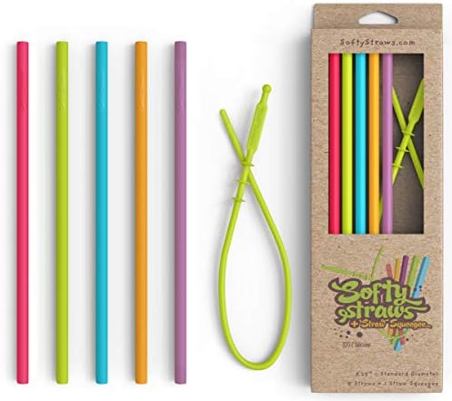 Silicone Straws - Slender Size BPA Free Non-Rubber Silicon Reusable Drinking Straws for Stainless Steel 20 oz Yeti Tumbler - Flexible, Chewy, Bendy & Safe for Kids/Toddlers
