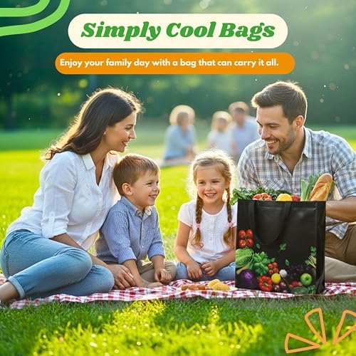 Simply Cool 25 Pack Reusable Grocery Bags, Large Tote Bags Bulk, Black