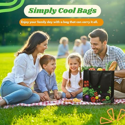 Simply Cool 25 Pack Reusable Grocery Bags, Large Tote Bags Bulk, Black