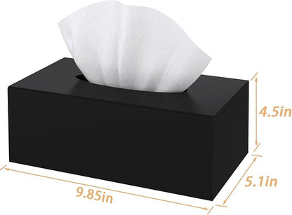 SILUT Tissue Box Cover Rectangle, Tissue Box Holder Decorative, Acrylic Tissue Box Cover, Tissue Holder for Bathroom, Home, Restaurant, Kitchen - Matte Black
