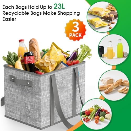 Fab totes Reusable Grocery Bags，Foldable Shopping Tote Bags