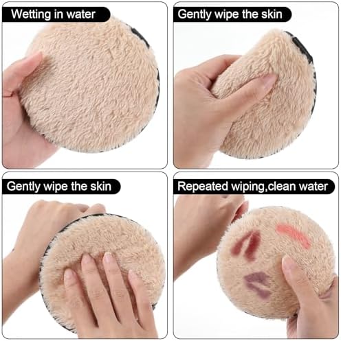 8PCS Makeup Remover Pads, Reusable Double-Sided Facial Cleansing Puffs, Microfiber Rounds Make Up Remover Pads, Soft Face Cleansing Puffs for All Skin Types (Pink, Black, Beige, White)
