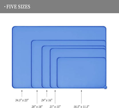 Reopet Waterproof Pet Feeding Mat with High Raised Edges, Heavier and Thicker Placemats for Cat Dog Water Bowl with BPA Free, Dogs Cats Food Mats for Messy Drinkers to Prevent Spill and Protect Floors