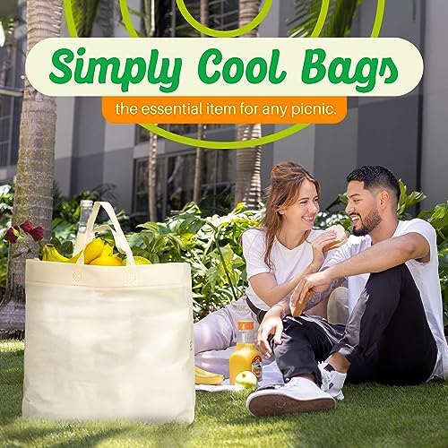 Simply Cool 200 Pack Reusable Grocery Bags, Large Tote Bags Bulk, Cream