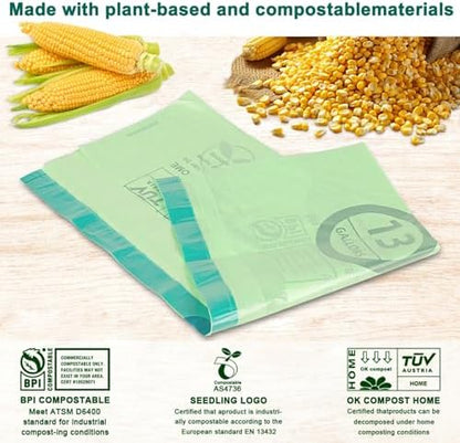 13 Gallon 200 Count Compostable Trash Bags with Home