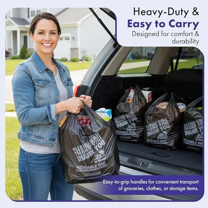 Thank You Plastic Grocery Bags 12"x7"x22" Heavy Duty 2.25 Mil