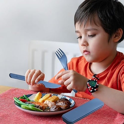 Reusable Travel Utensils Set with Case Wheat Straw Fork Spoon Knife Cutlery