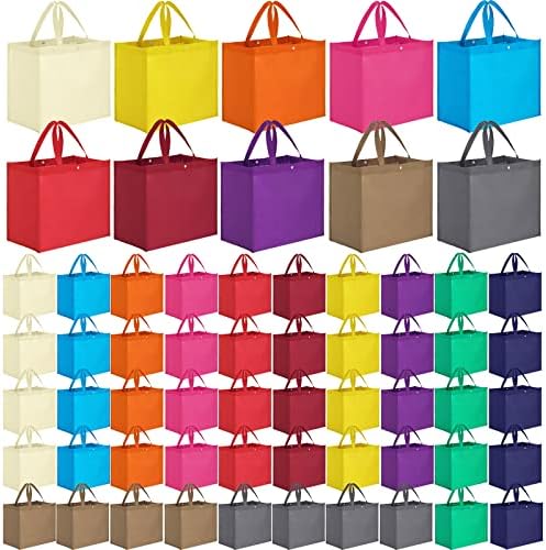 Zhehao 60 Pcs Reusable Grocery Shopping Bags, Non Woven Tote, Multicolor