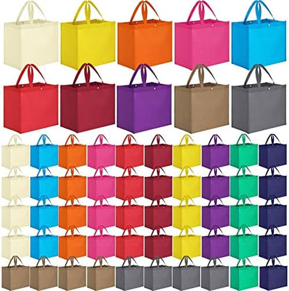 Zhehao 60 Pcs Reusable Grocery Shopping Bags, Non Woven Tote, Multicolor