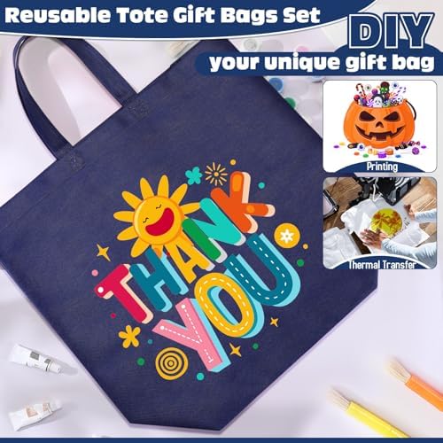 Windyun Reusable Grocery Bags Large Non Woven Shopping Bags with Handles Foldable Portable Tote, 16x6x12 Inch