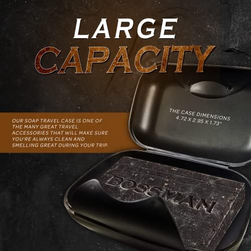Bossman Travel Soap Container - (Black) Travel Soap Case with Snap-Lock Lid