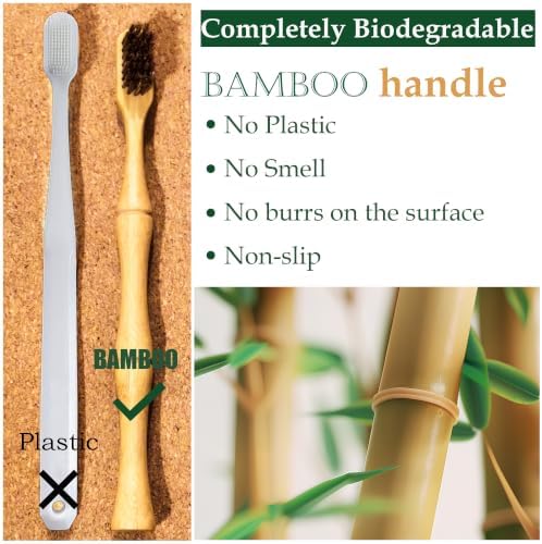 Bamboo Toothbrushes, Natural Horsehair Bristles, 2-Pack