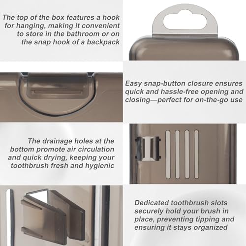 Travel Toothbrush Holder (10-Pack, Gray,Blue)