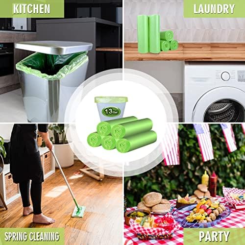 Trash Bags 13 Gallon Tall Kitchen Garbage Bags, Inwaysin Recycle Bags, Biodegradable Trash Bags, 75 Bags, Green