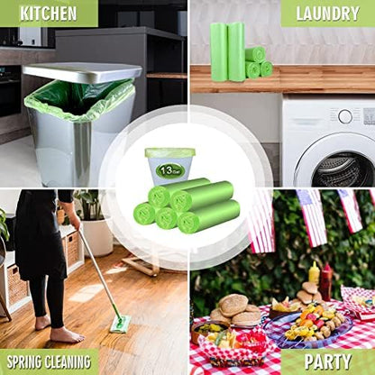 Trash Bags 13 Gallon Tall Kitchen Garbage Bags, Inwaysin Recycle Bags, Biodegradable Trash Bags, 75 Bags, Green