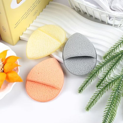 Reusable Face Scrubber Sponges – 3-Pack Gentle Exfoliating Makeup Remover Pads for Face Wash & Daily Skincare (Orange, Yellow, Gray)