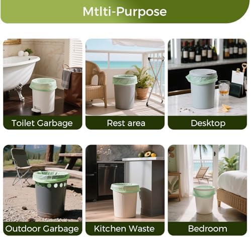 3 Gallon Compostable Trash Bags with Handle-Tie, Thick 0.67 Mil, 11.36 Liter, 80 Bags, Small Kitchen Food Scrap Waste Bag, ASTM D6400, US BPI and OK Compost Home Certified