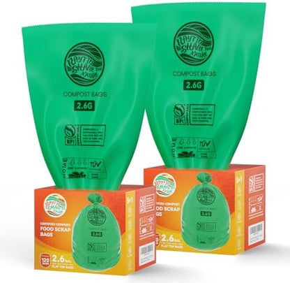 2.6 Gallon Compostable Trash Bags,240 Count Compost Trash Bags for Bedroom Kitchen Office Fit 10 Liter，Small Kitchen Food Scrap Waste Bags,ASTM D6400, US BPI & Europe OK compost HOME certified