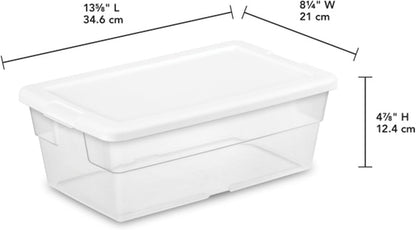 24-Pack 6-Quart Clear Plastic Storage Bins with Snap-On Lids, Stackable Heavy-Duty Containers for Closet, Bathroom, and Office Organization – Over 31 lbs 16428012x24