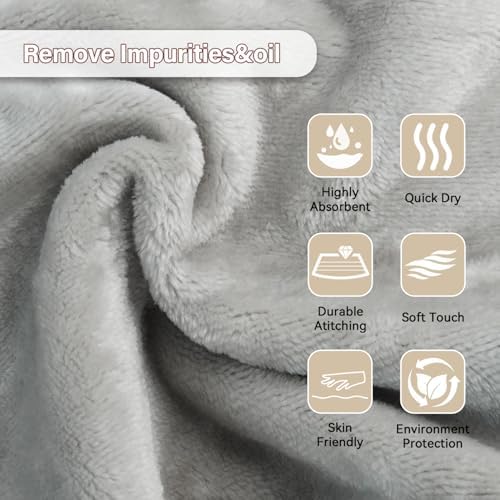 Nugilla Makeup Remover Cloths, 8 Packs Makeup Remover Towels Reusable Face Wash Cloth, Soft Microfiber Face Cloth for Women(Light Grey)