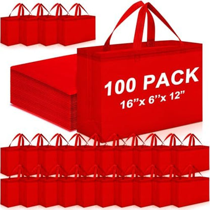 Windyun Reusable Grocery Bags Large Non Woven Shopping Bags with Handles Foldable Portable Tote, 16x6x12 Inch