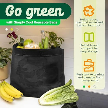 Simply Cool 400 Pack Reusable Grocery Bags, Medium Tote Bags Bulk, Black