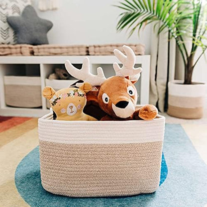 OrganiHaus Cotton Rope Basket for Shelf Storage, 15x9x10