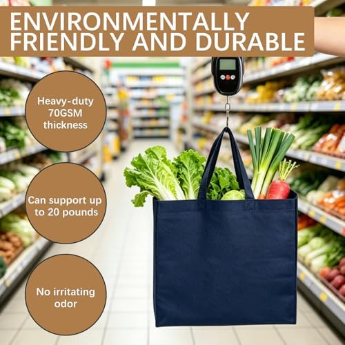 Reusable Grocery Bags 12.6 * 6.3 * 11.8 in - Non Woven Totes Bag with Reinforced Handles, Shopping Bags Bulk