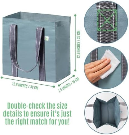 VENO 2/4 Pack Compact Reusable Grocery Shopping Bags with Hard Bottom
