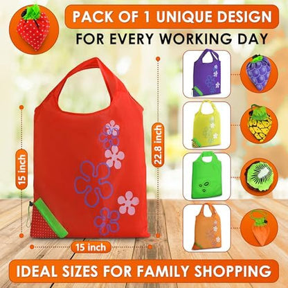 5 Pcs Reusable Grocery Fruit Bags, 15"x15", Washable Tote Bag (5 Colors)