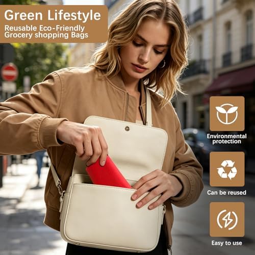 Reusable Grocery Bags 12.6 * 6.3 * 11.8 in - Non Woven Totes Bag with Reinforced Handles, Shopping Bags Bulk