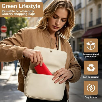 Reusable Grocery Bags 12.6 * 6.3 * 11.8 in - Non Woven Totes Bag with Reinforced Handles, Shopping Bags Bulk