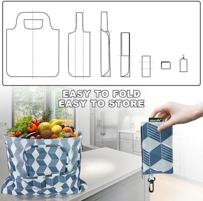HOLYLUCK Reusable Grocery Bags,Heavy Duty Foldable Shopping Tote Bag (Standard, Navy arrow)