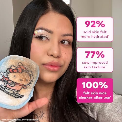 The Original MakeUp Eraser 7-Day Set, Erase All Makeup With Just Water, Including Waterproof Mascara, Eyeliner, Foundation, Lipstick, Sunscreen, and More! Hello Kitty Skiing, 7ct