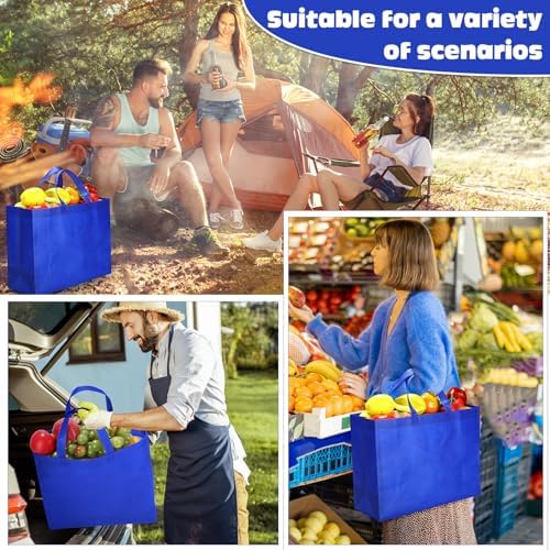 Windyun Reusable Grocery Bags Large Non Woven Shopping Bags with Handles Foldable Portable Tote, 16x6x12 Inch