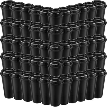 Honeydak 66 Pack 16 oz Reusable Coffee Cups with Lids Water Bottle Iced Coffee Travel Mug Portable Plastic Tea Tumblers Bulk for Hot and Cold Drinks Birthdays Party (Black,Classic)