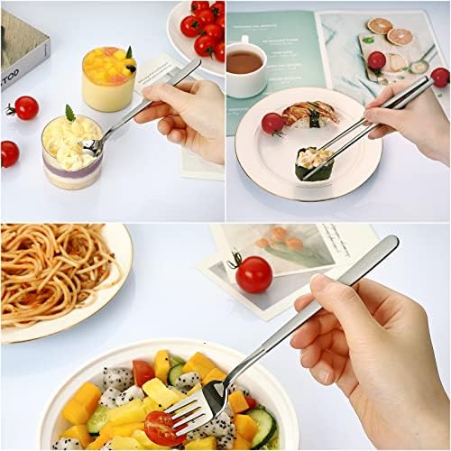 DEVICO Travel Utensils with Case, 4 Piece Portable Silverware Set for Work